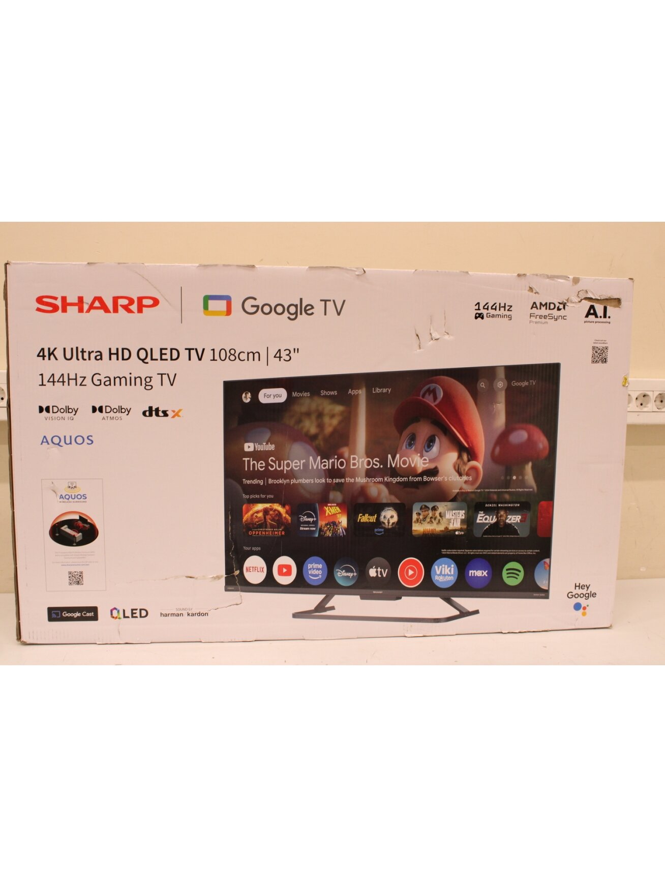 SALE OUT. Sharp 43HR7265E 43" (108cm) QLED 144Hz 4K Ultra HD Google TV, Dolby Vision IQ, Dolby Atmos, Central Stand | SALE OUT. Sharp 43HR7265E | 43 | Smart TV | Google TV | Black | DAMAGED PACKAGING SALE OUT. Sharp 43HR7265E 43" (108cm) QLED 144Hz 4K Ultra HD Google TV, Dolby Vision IQ, Dolby Atmos, Central Stand | SALE OUT. Sharp 43HR7265E | 43 | Smart TV | Google TV | Black | DAMAGED PACKAGING