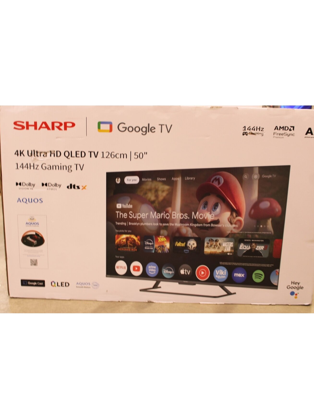 SALE OUT. Sharp 50HR7265E 50" (126cm) QLED 144Hz 4K Ultra HD Google TV, Dolby Vision, Dolby Atmos, Central Stand | SALE OUT. Sharp 50HR7265E | 50 | Smart TV | Google TV | Black | DAMAGED PACKAGING, SCRATCHED ON THE SCREEN SALE OUT. Sharp 50HR7265E 50" (126cm) QLED 144Hz 4K Ultra HD Google TV, Dolby Vision, Dolby Atmos, Central Stand | SALE OUT. Sharp 50HR7265E | 50 | Smart TV | Google TV | Black | DAMAGED PACKAGING, SCRATCHED ON THE SCREEN
