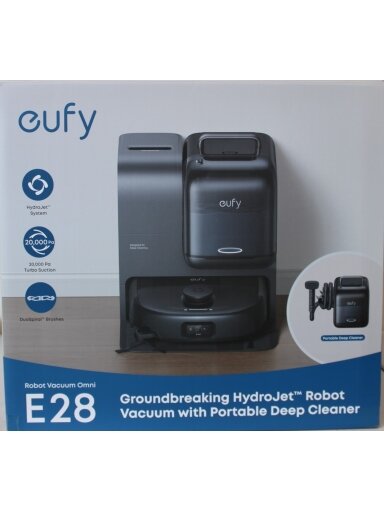 SALE OUT. Anker Eufy Robot Vacuum Cleaner Omni E28, Black | Anker Eufy Robot Vacuum Cleaner | Omni E28 | Wet&Dry | Dust capacity 3 L | 20000 Pa | Black | DAMAGED PACKAGING, MISSING INNER PACKAGING (BAGS). ITEM IS USED, DIRTY, WET AND SCRATCHED. NOT FULL L SALE OUT. Anker Eufy Robot Vacuum Cleaner Omni E28, Black | Anker Eufy Robot Vacuum Cleaner | Omni E28 | Wet&Dry | Dust capacity 3 L | 20000 Pa | Black | DAMAGED PACKAGING, MISSING INNER PACKAGING (BAGS). ITEM IS USED, DIRTY, WET AND SCRATCHED. NOT FULL L