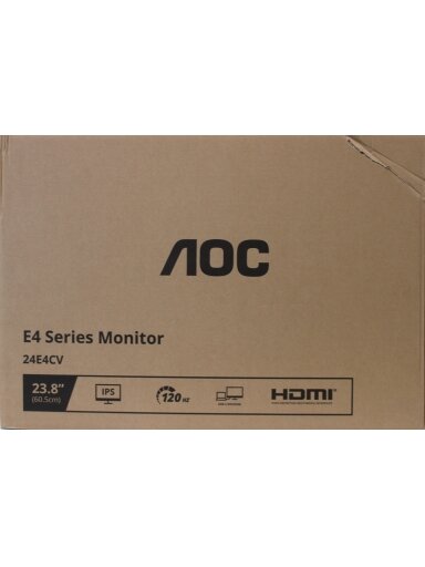 SALE OUT. AOC 24E4CV 23.8“ IPS 1920x1080/300cd/m²/4ms/DisplayPort HDMI Headphone out | SALE OUT. | AOC | 24E4CV | 23.8 " | IPS | FHD | 16:9 | 120 Hz | 4 ms | 1920 x 1080 pixels | 300 cd/m² | Black | Warranty 36 month(s) | DAMAGED PACKAGING SALE OUT. AOC 24E4CV 23.8“ IPS 1920x1080/300cd/m²/4ms/DisplayPort HDMI Headphone out | SALE OUT. | AOC | 24E4CV | 23.8 " | IPS | FHD | 16:9 | 120 Hz | 4 ms | 1920 x 1080 pixels | 300 cd/m² | Black | Warranty 36 month(s) | DAMAGED PACKAGING
