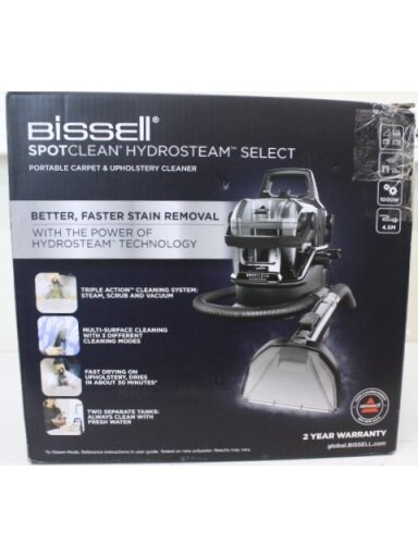 SALE OUT. | Bissell Portable Carpet and Upholstery Cleaner | SpotClean HydroSteam Select | Corded operating | Washing function | 1000 W | Black | 23 month(s) | DAMAGED PACKAGING