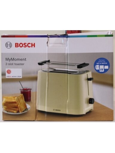 SALE OUT. Bosch TAT3M127 MyMoment Compact toaster, 950 W, 2 slots, Beige | SALE OUT. Compact Toaster | TAT3M127 MyMoment | Number of slots 2 | Housing material Plastic | Beige | DAMAGED PACKAGING AND ITEM BODY (EDGE)