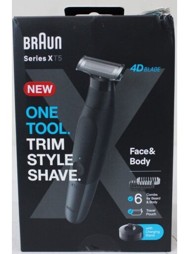 SALE OUT. Braun XT5300 Series XT5 Face&Body Hair trimmer, Black/Silver | Braun Face and Body Hair trimmer | XT5300 Series XT5 | Cordless | Wet & Dry | Number of length steps 6 | Black/Silver | DAMAGED PACKAGING | Warranty 24 month(s)