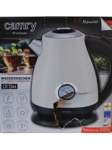 SALE OUT. Camry CR 1344 Electric kettle with a thermometer 1,7L, Cream | SALE OUT. | Camry Kettle with a thermometer | CR 1344 | Electric | 2200 W | 1.7 L | Stainless steel | 360° rotational base | Cream | DAMAGED PACKAGING