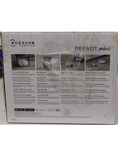 SALE OUT. Ecovacs DEEBOT mini Vacuum cleaner, Robot, Wet&Dry, ZeroTangle Technology, Agile Navigation, White/Blue + Auto-empty station | Ecovacs Robotic Vacuum Cleaner | DEEBOT mini BLUE | Wet&Dry | Li-ion | 3200 mAh | Dust capacity 1.8 L | 8000 Pa | Whit