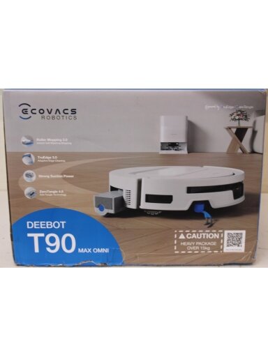 SALE OUT. Ecovacs DEEBOT T90 Max OMNI Vacuum Cleaner,Robot,Wet&Dry,30000Pa,TruEdge 3.0,ZeroTangle 4.0,OZMO Roller 3.0,White+OMNI Auto-Empty | Ecovacs Robot Vacuum Cleaner | DEEBOT T90 Max OMNI | Wet&Dry | Operating time (max) 257 min | 5200 mAh | Dust cap