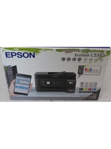SALE OUT. Epson EcoTank L5310, 4-in-1, Print, Scan, Copy, Fax | Epson | Multifunctional printers | EcoTank L5310 | Inkjet | Colour | A4 | Wi-Fi | Black | DAMAGED PACKAGING AND CHARGER SALE OUT. Epson EcoTank L5310, 4-in-1, Print, Scan, Copy, Fax | Epson | Multifunctional printers | EcoTank L5310 | Inkjet | Colour | A4 | Wi-Fi | Black | DAMAGED PACKAGING AND CHARGER