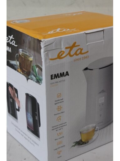 SALE OUT. ETA ETA559590010 Emma Electric kettle, 1.5 L, White | SALE OUT. | ETA Kettle | ETA559590010 Emma | Electric | 2200 W | 1.5 L | Stainless steel | 360° rotational base | White | DAMAGED PACKAGING