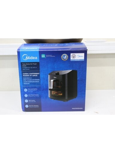 SALE OUT. Midea MAD1100DADK Air fryer digital,Two-zone cavity, 6.4L + 4.4L | Midea Two Zone Airfryer | MAD1100DADK | Power 1850 W | Capacity 4.4/6.4 L | Rapid Air technology | Black | USED, DIRTY, SCRATCHED ON TOP