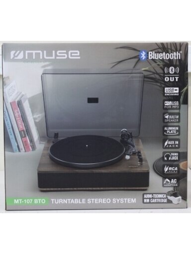 SALE OUT. Muse MT-107 BTO Turntable Stereo System, Black/Brown | Muse Turntable Stereo System with Bluetooth Out | MT-107 BTO | Warranty 24 month(s) | 2x5 W | Bluetooth | Black/Brown | DAMAGED PACKAGING AND ITEM BODY