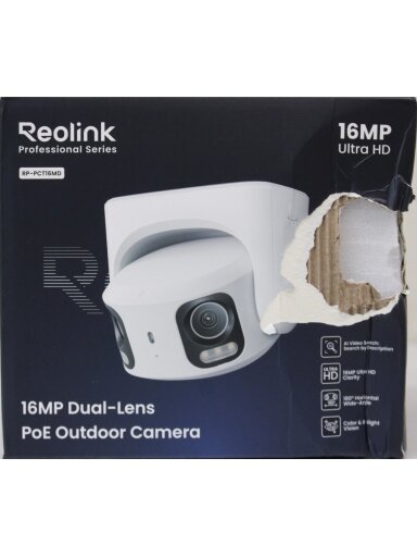 SALE OUT. Reolink PoE 4K 16MP Dual Lens and 180° panoramic view Camera | Reolink UHD Dual-Lens PoE Surveillance Camera with 180° Panoramic View | RP-PCT16MD | 24 month(s) | Dual lens | 16 MP | F2.8mm/F1.6 | IP67 | H.265/H.264 | Micro SD, Max. 512 GB | DAM SALE OUT. Reolink PoE 4K 16MP Dual Lens and 180° panoramic view Camera | Reolink UHD Dual-Lens PoE Surveillance Camera with 180° Panoramic View | RP-PCT16MD | 24 month(s) | Dual lens | 16 MP | F2.8mm/F1.6 | IP67 | H.265/H.264 | Micro SD, Max. 512 GB | DAM