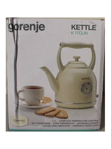SALE OUT. | SALE OUT. | Gorenje | Kettle | K17CLIN | Electric | 2000 W | 1.7 L | Plastic/Metal | 360° rotational base | Ivory | DAMAGED PACKAGING SALE OUT. | SALE OUT. | Gorenje | Kettle | K17CLIN | Electric | 2000 W | 1.7 L | Plastic/Metal | 360° rotational base | Ivory | DAMAGED PACKAGING