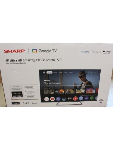 SALE OUT. Sharp 50HP6265E 50" (126cm) QLED 4K Ultra HD Google TV, Dolby Vision, Dolby Atmos, Central Stand | Sharp 50HP6265E | 50 | Smart TV | Google TV | UHD | Black | DAMAGED PACKAGING SALE OUT. Sharp 50HP6265E 50" (126cm) QLED 4K Ultra HD Google TV, Dolby Vision, Dolby Atmos, Central Stand | Sharp 50HP6265E | 50 | Smart TV | Google TV | UHD | Black | DAMAGED PACKAGING