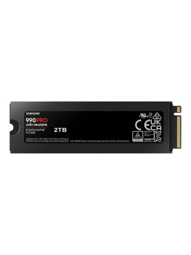 Samsung | 990 PRO with Heatsink | 2000 GB | SSD form factor M.2 2280 | Solid-state drive interface M.2 NVMe | Read speed 7450 MB/s | Write speed 6900 MB/s
