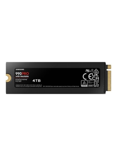 Samsung | 990 PRO with Heatsink | 4000 GB | SSD form factor M.2 2280 | Solid-state drive interface M.2 NVME | Read speed 7450 MB/s | Write speed 6900 MB/s