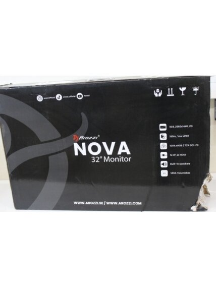 SALE OUT. Arozzi Nova 32" IPS, 180Hz, Computer Monitor - Purple | SALE OUT. Nova | 32 " | IPS | QHD | 16:9 | 180 Hz | 1 ms | 2560 x 1440 pixels | 300 cd/m² | HDMI ports quantity 2 | Purple | Warranty 24 month(s) | DAMAGED PACKAGING, SCRATCHED EDGES 1