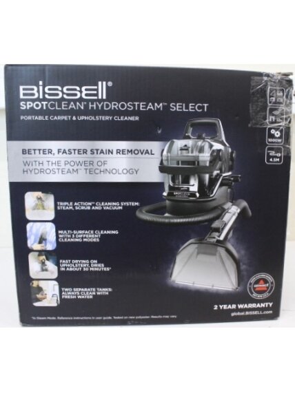SALE OUT. | Bissell Portable Carpet and Upholstery Cleaner | SpotClean HydroSteam Select | Corded operating | Washing function | 1000 W | Black | 23 month(s) | DAMAGED PACKAGING SALE OUT. | Bissell Portable Carpet and Upholstery Cleaner | SpotClean HydroSteam Select | Corded operating | Washing function | 1000 W | Black | 23 month(s) | DAMAGED PACKAGING