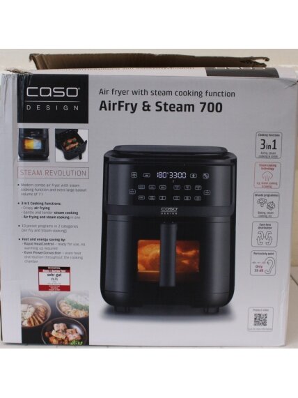 SALE OUT. Caso Steam & AirFry 700 Air fryer with Steam function, 1700 W, Capacity 7 L, Black | Caso | Air Fryer with Steam Function | Steam and AirFry 700 | Power 1700 W | Capacity 7 L | Black | DAMAGED PACKAGING, MISSING INNER PACKAGING, SCRATCHED, DIRTY 4