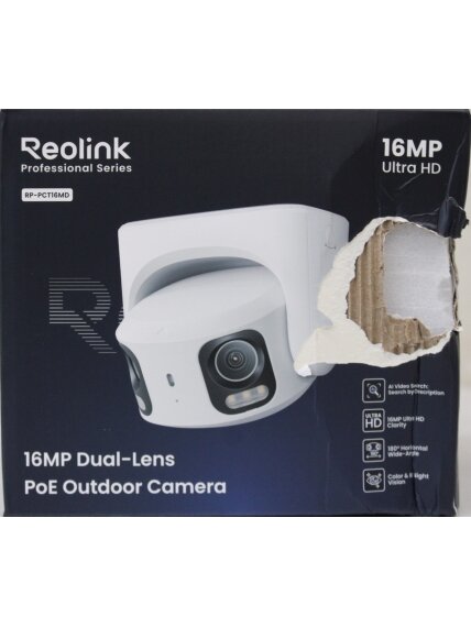 SALE OUT. Reolink PoE 4K 16MP Dual Lens and 180° panoramic view Camera | Reolink UHD Dual-Lens PoE Surveillance Camera with 180° Panoramic View | RP-PCT16MD | 24 month(s) | Dual lens | 16 MP | F2.8mm/F1.6 | IP67 | H.265/H.264 | Micro SD, Max. 512 GB | DAM SALE OUT. Reolink PoE 4K 16MP Dual Lens and 180° panoramic view Camera | Reolink UHD Dual-Lens PoE Surveillance Camera with 180° Panoramic View | RP-PCT16MD | 24 month(s) | Dual lens | 16 MP | F2.8mm/F1.6 | IP67 | H.265/H.264 | Micro SD, Max. 512 GB | DAM