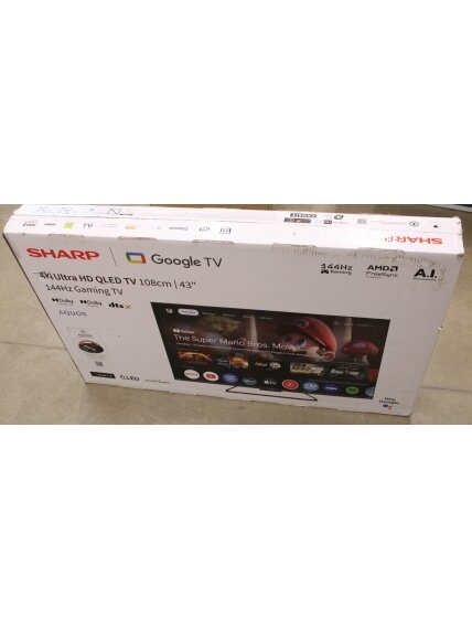 SALE OUT. Sharp 43HR7265E 43" (108cm) QLED 144Hz 4K Ultra HD Google TV, Dolby Vision IQ, Dolby Atmos, Central Stand | SALE OUT. Sharp 43HR7265E | 43 | Smart TV | Google TV | Black | DAMAGED PACKAGING 3 SALE OUT. Sharp 43HR7265E 43" (108cm) QLED 144Hz 4K Ultra HD Google TV, Dolby Vision IQ, Dolby Atmos, Central Stand | SALE OUT. Sharp 43HR7265E | 43 | Smart TV | Google TV | Black | DAMAGED PACKAGING 3