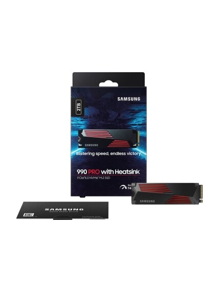 Samsung | 990 PRO with Heatsink | 2000 GB | SSD form factor M.2 2280 | Solid-state drive interface M.2 NVMe | Read speed 7450 MB/s | Write speed 6900 MB/s 2