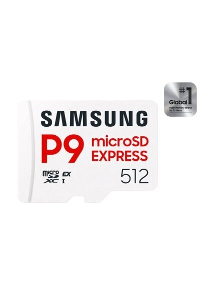 Samsung P9 Express | 512 GB | microSD | Flash memory class U3, V30, A1 Samsung P9 Express | 512 GB | microSD | Flash memory class U3, V30, A1