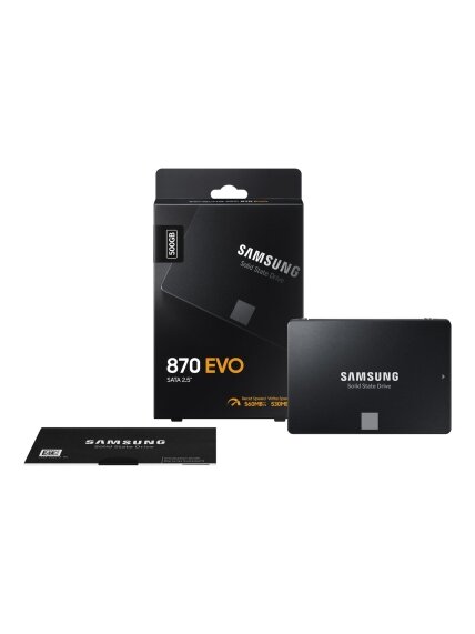 Samsung | SSD | 870 EVO | 500 GB | SSD form factor 2.5" | Solid-state drive interface SATA III | Read speed 560 MB/s | Write speed 530 MB/s 3 Samsung | SSD | 870 EVO | 500 GB | SSD form factor 2.5" | Solid-state drive interface SATA III | Read speed 560 MB/s | Write speed 530 MB/s 3