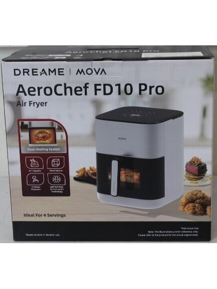 SALE OUT. MOVA FD10 Pro Air Fryer, 6 L, White | MOVA Air Fryer | FD10 Pro | Power 1800 W | Capacity 6 L | White | DAMAGED PACKAGING | 24 month(s) 3