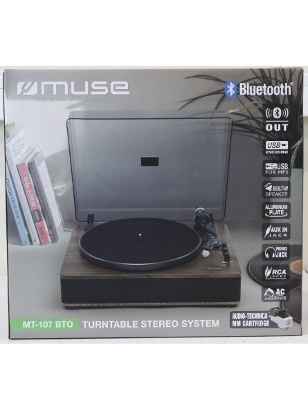 SALE OUT. Muse MT-107 BTO Turntable Stereo System, Black/Brown | Muse Turntable Stereo System with Bluetooth Out | MT-107 BTO | Warranty 24 month(s) | 2x5 W | Bluetooth | Black/Brown | DAMAGED PACKAGING AND ITEM BODY 1