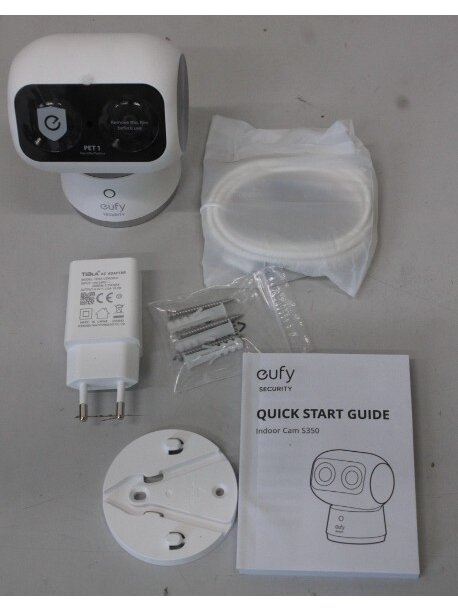 SALE OUT. Anker Eufy Security Indoor Cam S350, White | Anker Eufy Security Indoor Camera | S350 | 24 month(s) | Tabletop | Wide-Angle Lens | Micro SD, Max. 128GB | UNPACKED, MISSING POSITIONING STICKER 1