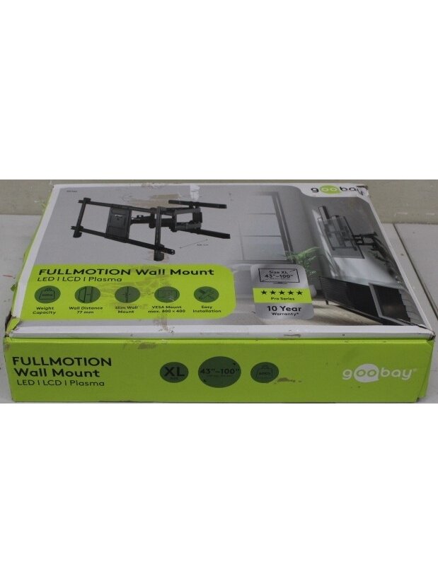 SALE OUT. Goobay TV wall mount Pro FULLMOTION (XL), Black | Goobay Wall mount | TV wall mount Pro FULLMOTION, XL | 43-100 " | Maximum weight (capacity) 60 kg | DAMAGED PACKAGING AND TEMPLATE, SCRATCHED | Black SALE OUT. Goobay TV wall mount Pro FULLMOTION (XL), Black | Goobay Wall mount | TV wall mount Pro FULLMOTION, XL | 43-100 " | Maximum weight (capacity) 60 kg | DAMAGED PACKAGING AND TEMPLATE, SCRATCHED | Black