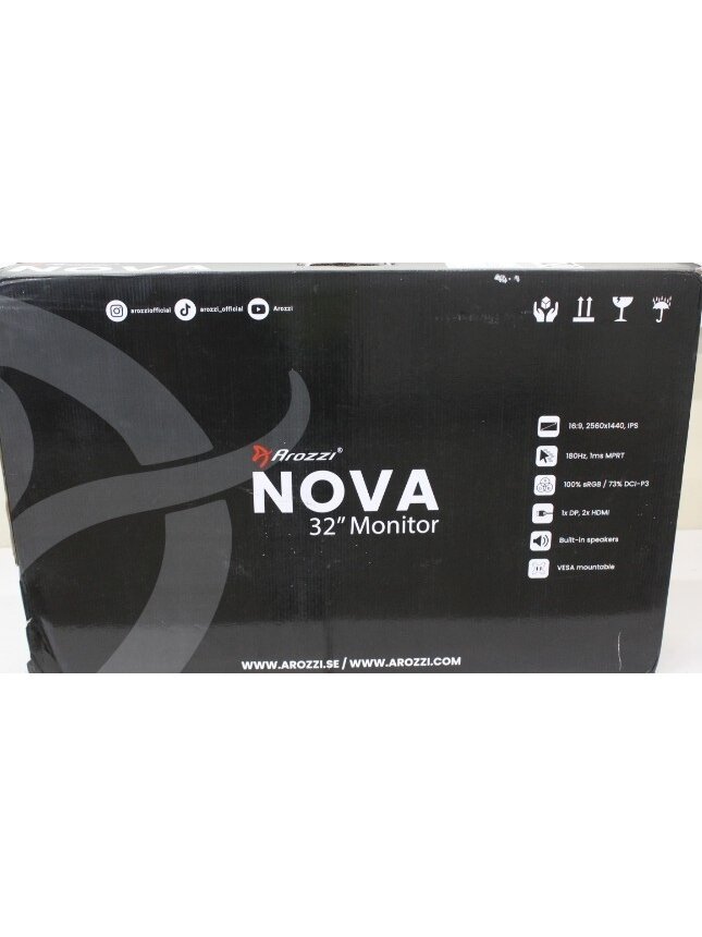 SALE OUT. Arozzi Nova 32" IPS, 180Hz, Computer Monitor - Purple | SALE OUT. Nova | 32 " | IPS | QHD | 16:9 | 180 Hz | 1 ms | 2560 x 1440 pixels | 300 cd/m² | HDMI ports quantity 2 | Purple | Warranty 24 month(s) | DAMAGED PACKAGING, SCRATCHED EDGES SALE OUT. Arozzi Nova 32" IPS, 180Hz, Computer Monitor - Purple | SALE OUT. Nova | 32 " | IPS | QHD | 16:9 | 180 Hz | 1 ms | 2560 x 1440 pixels | 300 cd/m² | HDMI ports quantity 2 | Purple | Warranty 24 month(s) | DAMAGED PACKAGING, SCRATCHED EDGES