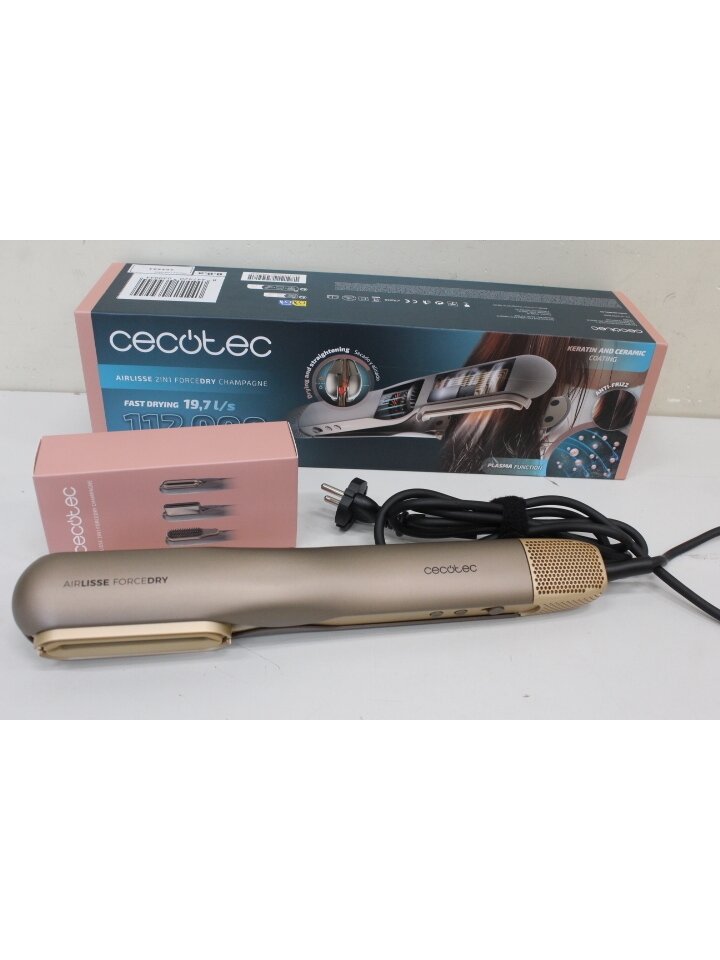 SALE OUT. | Cecotec Air Straightener | AirLisse 2in1 ForceDry Champagne | Warranty 24 month(s) | Ceramic heating system | Number of heating levels 4 | 1000 W | Beige | DEMO