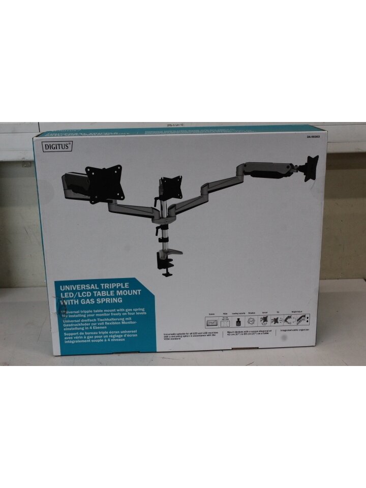 SALE OUT. DIGITUS Triple monitor mount, 3x 27", 3x 6 kg | Digitus Desk Mount | Triple Monitor Gas Spring Mount DA-90363 | Adjustable Height, Tilt, Swivel | 15-27 " | Maximum weight (capacity) 3x6 kg | DAMAGED PACKAGING | Silver 3 SALE OUT. DIGITUS Triple monitor mount, 3x 27", 3x 6 kg | Digitus Desk Mount | Triple Monitor Gas Spring Mount DA-90363 | Adjustable Height, Tilt, Swivel | 15-27 " | Maximum weight (capacity) 3x6 kg | DAMAGED PACKAGING | Silver 3