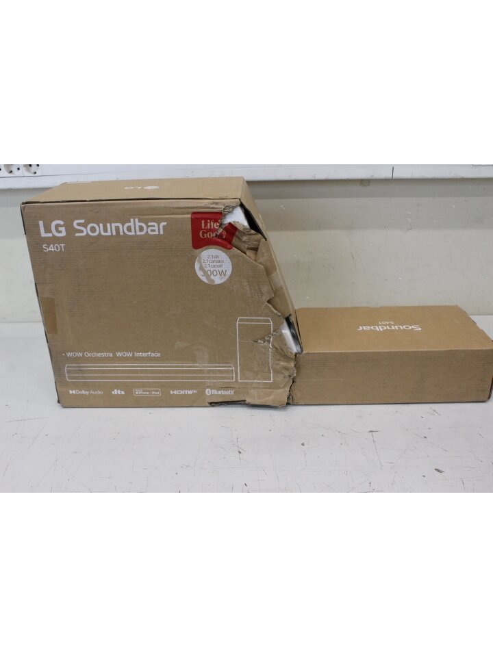 SALE OUT. LG Soundbar S40T for TV 2.1 ch. with Bluetooth | LG Soundbar 2.1 Channel Sound System | S40T | 27 " | IPS | FHD | 16:9 | 60 Hz | 14 ms | 1920 x 1080 | 250 cd/m² | HDMI ports quantity 2 | Black | Warranty 24 month(s) | DAMAGED PACKAGING | Blueto 1 SALE OUT. LG Soundbar S40T for TV 2.1 ch. with Bluetooth | LG Soundbar 2.1 Channel Sound System | S40T | 27 " | IPS | FHD | 16:9 | 60 Hz | 14 ms | 1920 x 1080 | 250 cd/m² | HDMI ports quantity 2 | Black | Warranty 24 month(s) | DAMAGED PACKAGING | Blueto 1