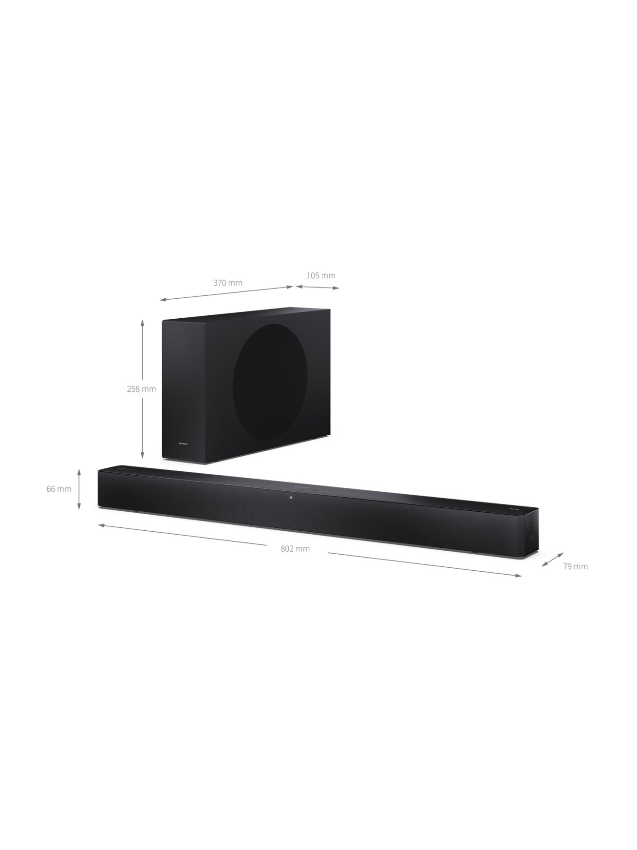 Sharp 2.1 Dolby Atmos/DTS Virtual:X Soundbar with Slim Wireless Subwoofer | HT-SBW310 | 330 W | Bluetooth | Black | Wireless connection 1