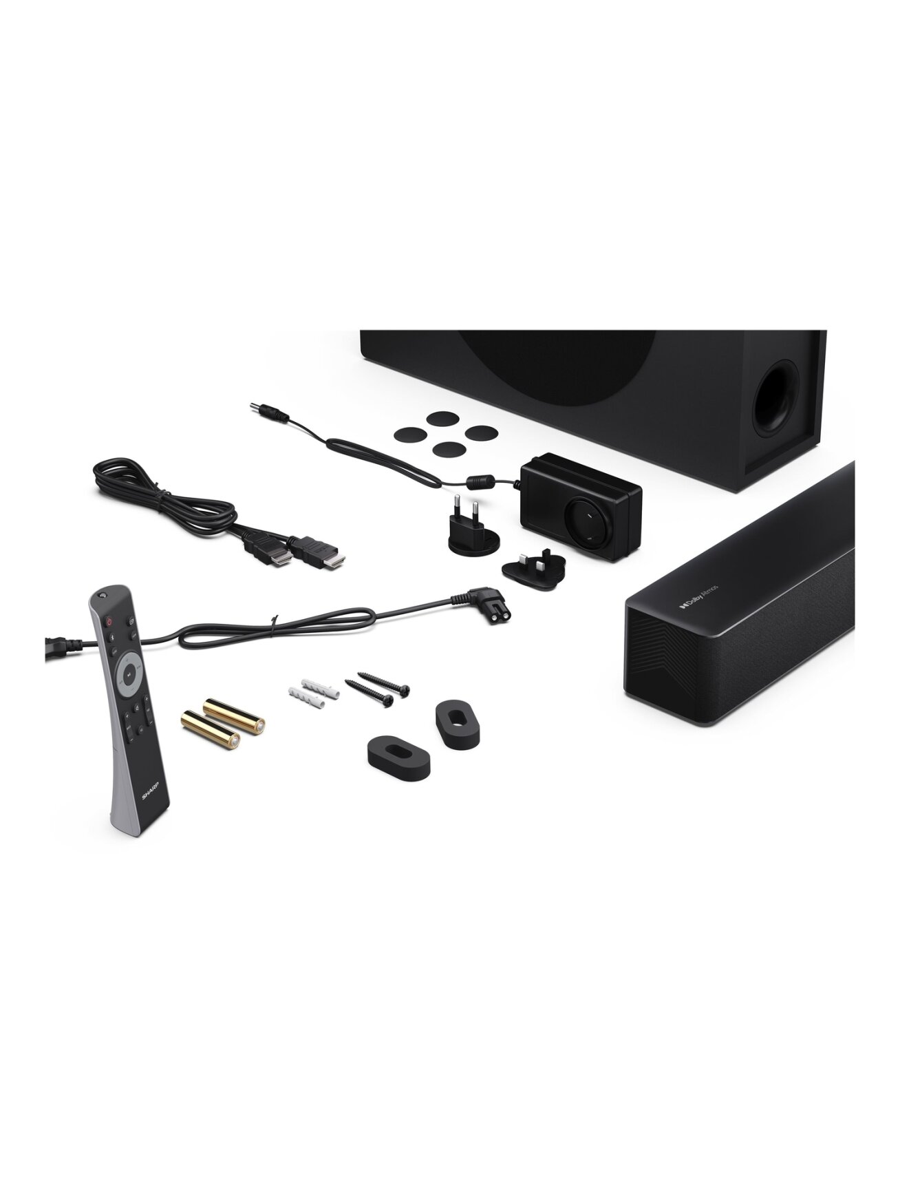 Sharp 2.1 Dolby Atmos/DTS Virtual:X Soundbar with Slim Wireless Subwoofer | HT-SBW310 | 330 W | Bluetooth | Black | Wireless connection 8 Sharp 2.1 Dolby Atmos/DTS Virtual:X Soundbar with Slim Wireless Subwoofer | HT-SBW310 | 330 W | Bluetooth | Black | Wireless connection 8