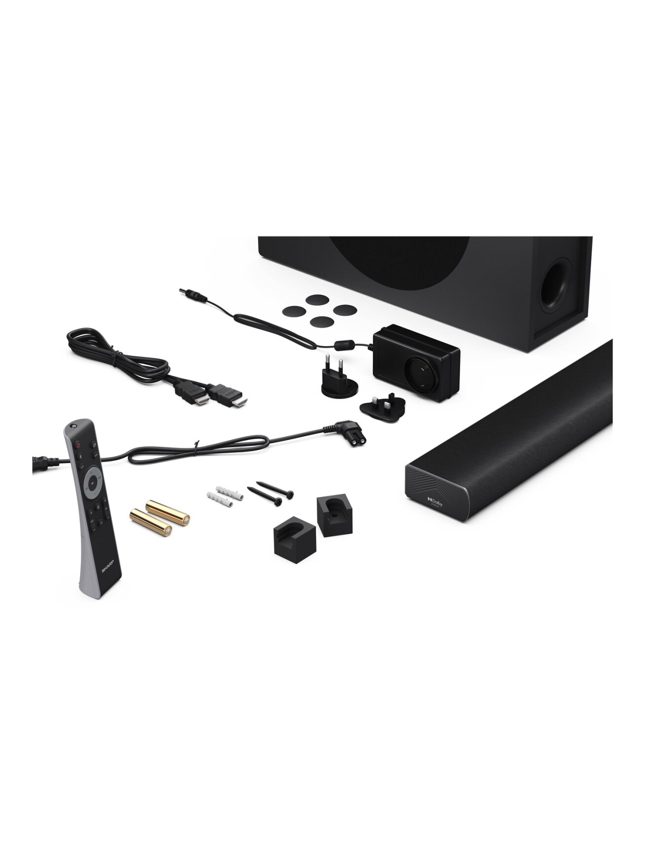 Sharp 2.1ch Ultra-slim Dolby Atmos/DTS Virtual: X Soundbar with Wireless Subwoofer | HT-SBW320 | 360 W | Bluetooth | Black | Wireless connection 6
