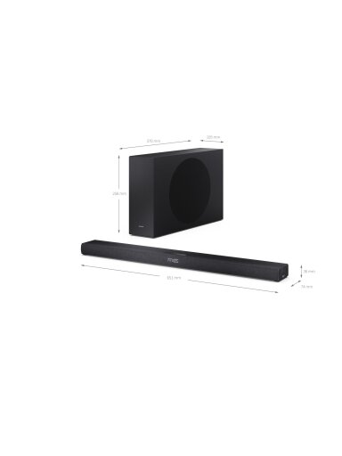 Sharp 2.1ch Ultra-slim Dolby Atmos/DTS Virtual: X Soundbar with Wireless Subwoofer | HT-SBW320 | 360 W | Bluetooth | Black | Wireless connection