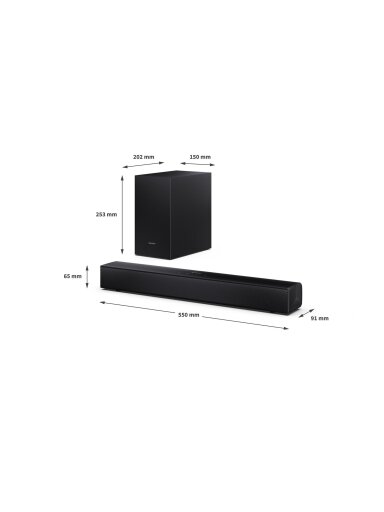 Sharp Compact 2.1 Soundbar with Wireless Subwoofer | HT-SBW121 | 240 W | Bluetooth | Black | Wireless connection