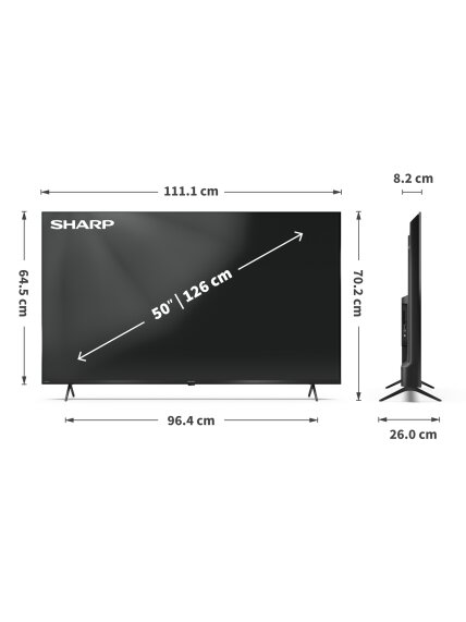 Sharp | 50HP5265E | 50 | Smart TV | Google TV | UHD | Black 7