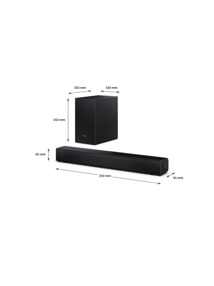 Sharp Compact 2.1 Soundbar with Wireless Subwoofer | HT-SBW121 | 240 W | Bluetooth | Black | Wireless connection 1