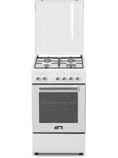 Simfer | Cooker | 5405SERBB | Hob type Gas | Oven type Electric | White | Width 50 cm | Electronic ignition | Depth 60 cm | 43 L Simfer | Cooker | 5405SERBB | Hob type Gas | Oven type Electric | White | Width 50 cm | Electronic ignition | Depth 60 cm | 43 L