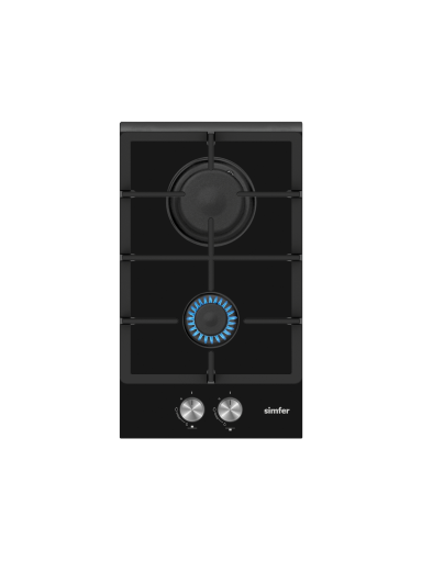 Simfer | Hob | H3.201.TGRSP | Gas on glass | Number of burners/cooking zones 2 | Rotary knobs | Black Simfer | Hob | H3.201.TGRSP | Gas on glass | Number of burners/cooking zones 2 | Rotary knobs | Black