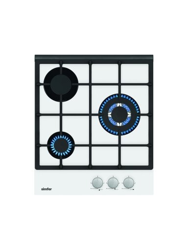 Simfer | Hob | H4.305.HGSBB | Gas on glass | Number of burners/cooking zones 3 | Rotary knobs | White Simfer | Hob | H4.305.HGSBB | Gas on glass | Number of burners/cooking zones 3 | Rotary knobs | White