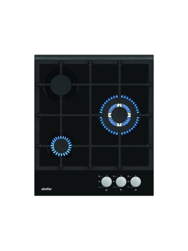 Simfer | Hob | H4.305.HGSSP | Gas on glass | Number of burners/cooking zones 3 | Rotary knobs | Black Simfer | Hob | H4.305.HGSSP | Gas on glass | Number of burners/cooking zones 3 | Rotary knobs | Black