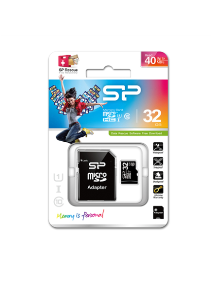 Silicon Power | 32 GB | MicroSDHC | Flash memory class 10 | SD adapter 2