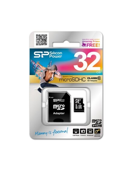 Silicon Power | 32 GB | MicroSDHC | Flash memory class 10 | SD adapter 4