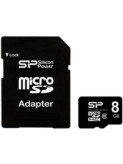 Silicon Power | 8 GB | MicroSDHC | Flash memory class 10 | SD adapter 1