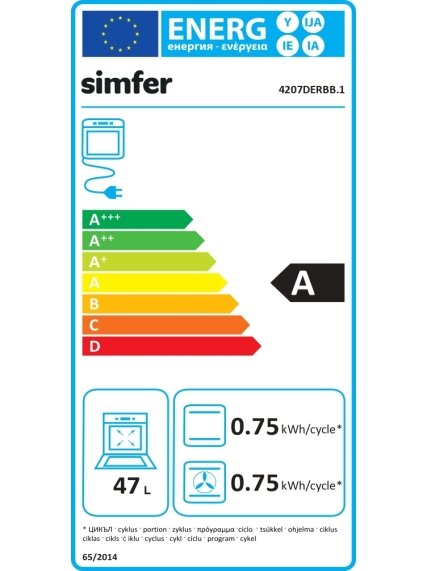 Simfer Oven | 4207DERBB.1 | 47 L | Multifunctional | Manual | Pop-up knobs | Height 59.5 cm | Width 45 cm | White 5